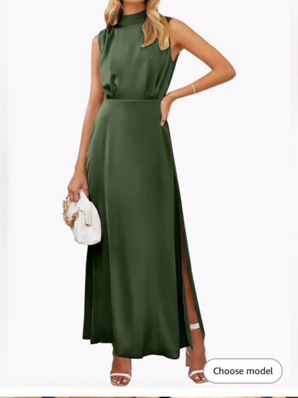 PRETTYGARDEN Women's Summer Long Formal Satin Dress Mock Neck Sleeveless XL NWT